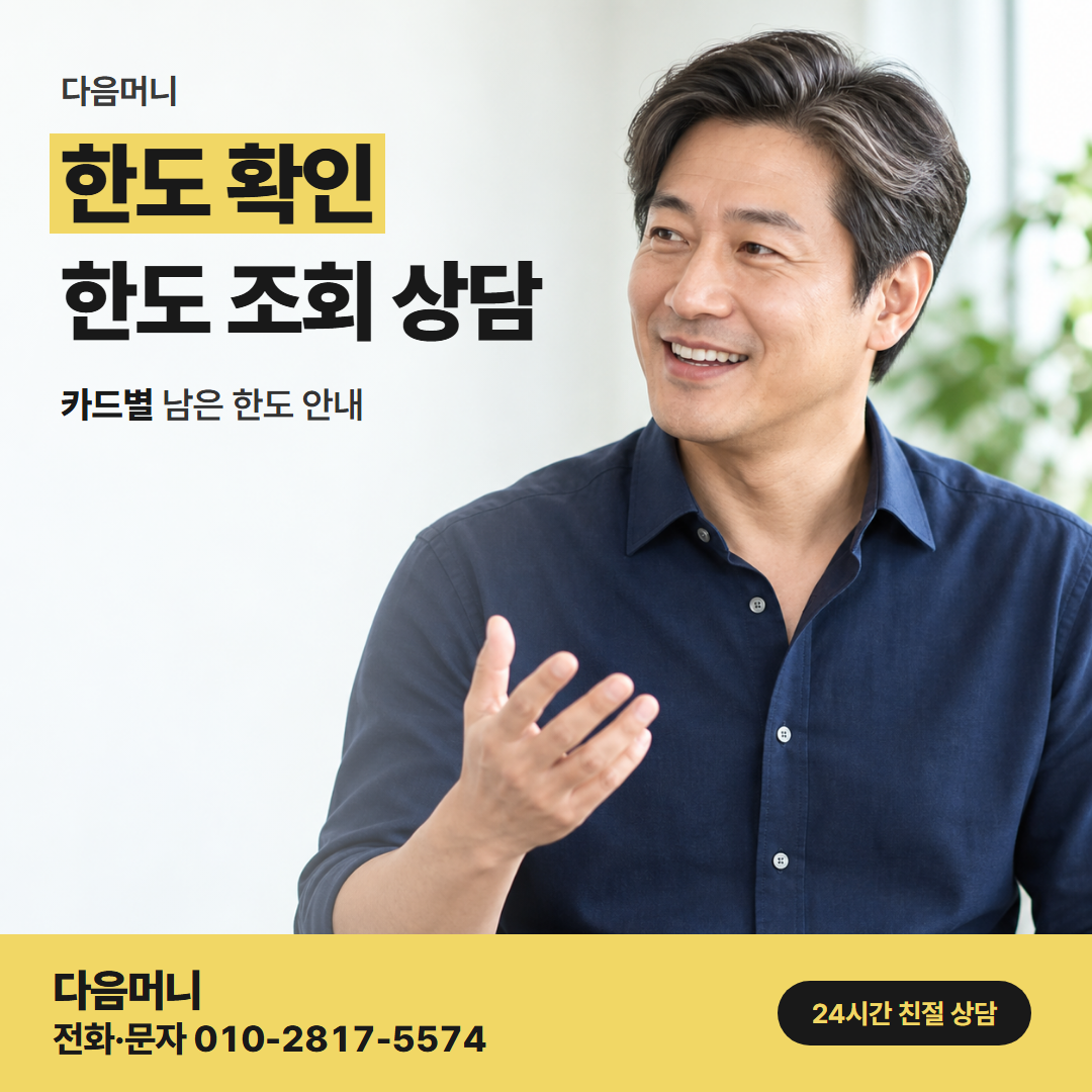 다음머니 온라인카드깡 휴대폰으로 조회한 남은 한도
