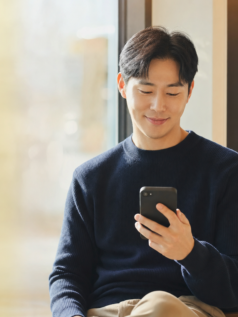 다음머니 온라인카드깡 집에서 휴대폰으로 문의하는 고객